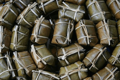 Thai-Style Egg Custard in Banana Leaf