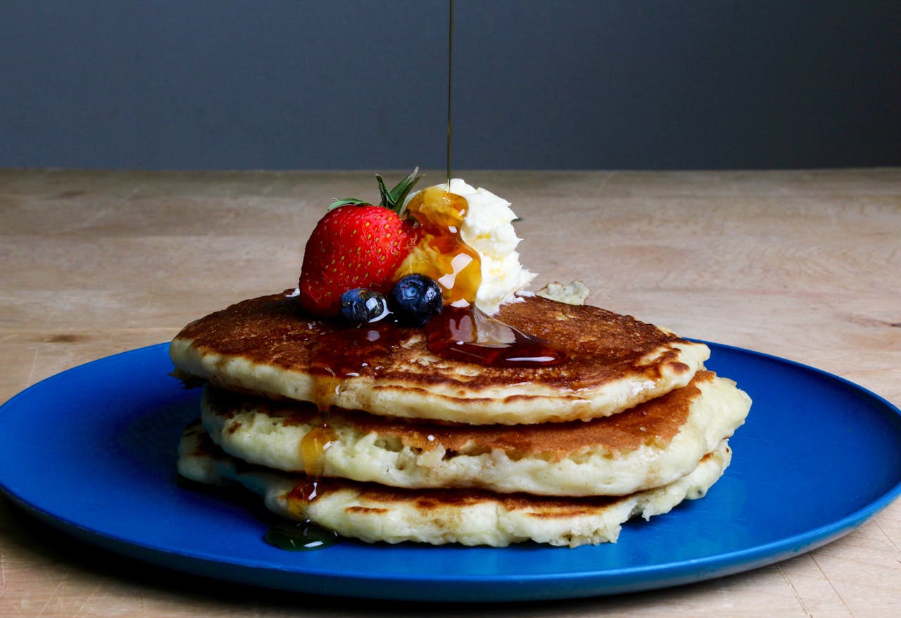 stack of pancakes with syrup