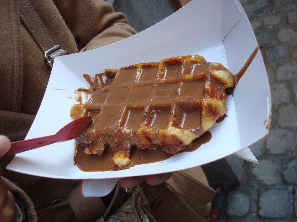 Belgian waffle street food